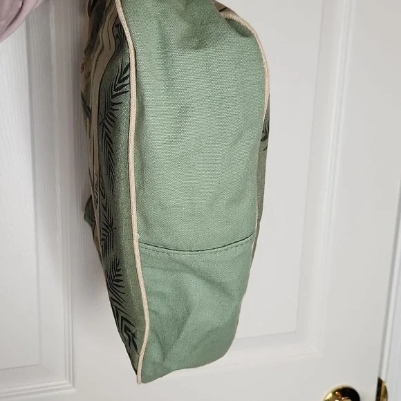 Paul Brent Palm Tree purse handbag canvas beaded army green - Picture 7 of 11